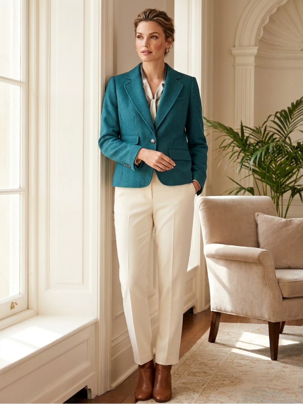 Talbots Teal Tailored Women's Blazer Jacket